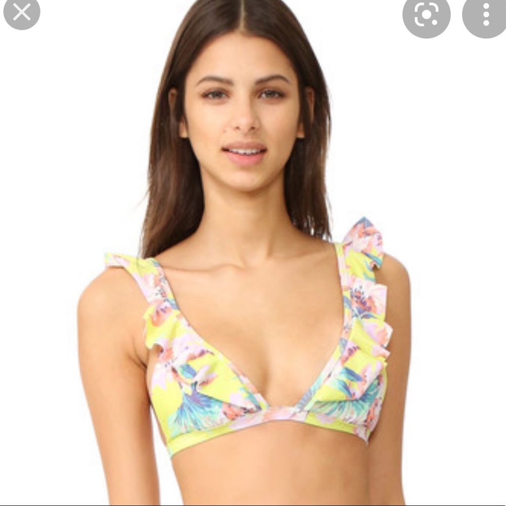 NWOT Tori Praver Milos Floral Adriana Ruffle Bikini Top